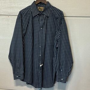 Classic Navy & White Plaid Button-Down Shirt by Van Heusen